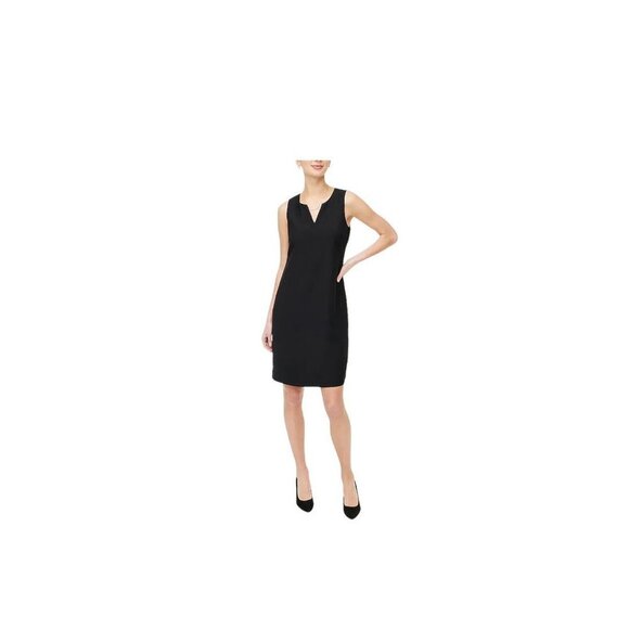 J.CREW Womens‎ Split Neck Suiting Knee Length Dress Black Back Zip Size 14 - Picture 1 of 8